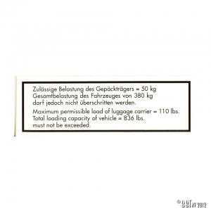 Sticker, roofrack capacity