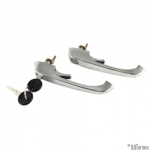 Door latch with keys, chrome, as pair